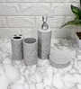 Modern Grey Ceramic Set of 4 Bath Accessories Set 