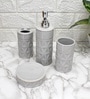Modern Grey Ceramic Set of 4 Bath Accessories Set 