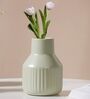 Modern Hued Matte Green Ceramic Flower Vase