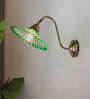 Modern Industrial Green Ribbed Glass Adjustable Gooseneck Wall Sconce
