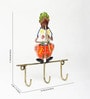 (1Pc) Multicolor Metal Man Playing Flute Modern Wall Mount Key Holder