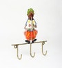 (1Pc) Multicolor Metal Man Playing Flute Modern Wall Mount Key Holder