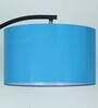 Modern Lamppost Style Black Iron Base Floor Lamps Aqua Cotton Shade
