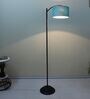 Modern Lamppost Style Black Iron Base Floor Lamps Aqua Cotton Shade