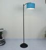 Modern Lamppost Style Black Iron Base Floor Lamps Aqua Cotton Shade