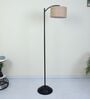 Modern Lamppost Style Black Iron Base Floor Lamps Beige Jute Shade