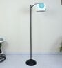Modern Lamppost Style Black Iron Base Floor Lamps Dahlia Floral Print Satin Shade