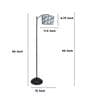 Modern Lamppost Style Black Iron Base Floor Lamps Filigree Print Satin Shade