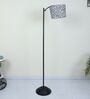 Modern Lamppost Style Black Iron Base Floor Lamps Leopard Print Satin Shade