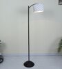 Modern Lamppost Style Black Iron Base Floor Lamps Maze Print Satin Shade
