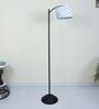 Modern Lamppost Style Black Iron Base Floor Lamps Maze Print Satin Shade