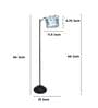 Modern Lamppost Style Black Iron Base Floor Lamps Narcissue Floral Print Satin Shade