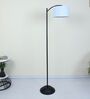 Modern Lamppost Style Black Iron Base Floor Lamps Skyblue Cotton Shade