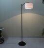 Modern Lamppost Style Black Iron Base Floor Lamps Skyblue Cotton Shade