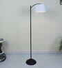 Modern Lamppost Style Black Iron Base Floor Lamps Skyblue Cotton Shade