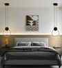 Modern LED Ring Pendant Light   Matte Black Bedroom Wall Fixture