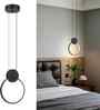 Modern LED Ring Pendant Light   Matte Black Bedroom Wall Fixture