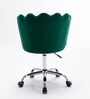 Modern Leisure Velvet Upholstered Shell Ergonomic Mid-Back Adjustable Swivel Chair  In Green Color