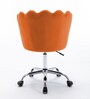 Modern Leisure Velvet Upholstered Shell Ergonomic Mid-Back Adjustable Swivel Chair  in Orange Color