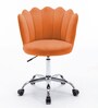 Modern Leisure Velvet Upholstered Shell Ergonomic Mid-Back Adjustable Swivel Chair  in Orange Color