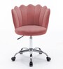Modern Leisure Velvet Upholstered Shell Ergonomic Mid-Back Adjustable Swivel Chair In Pink Color
