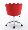 Modern Leisure Velvet Upholstered Shell Ergonomic Mid-Back Adjustable Swivel Chair In Red Color