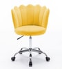 Modern Leisure Velvet Upholstered Shell Ergonomic Mid-Back Adjustable Swivel Chair In Yellow Color Modern Leisure Velvet Upholstered Shell Ergonomic Mid-Back Adjustable Swivel Chair In Yellow Color