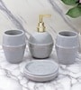 Modern Light Grey Ceramic Set of 4 Bath Accessories Set 