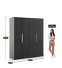 Sonata Modern 4 Door Wardrobe in Textured Grey Finish
