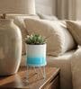 Sky Blue Modern Lucas White Metal Planter