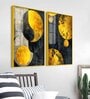 Modern Luxurious Golden Shapes Acrylic Framed Art Panel (Set Of 2)