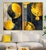 Modern Luxurious Golden Shapes Acrylic Framed Art Panel (Set Of 2)