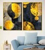 Modern Luxurious Golden Shapes Acrylic Framed Art Panel (Set Of 2)