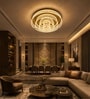 Modern Luxury LED Crystal Ring Ceiling Chandelier   Gold Finish | Designer Flush Mount Light | Dia : 800 MM