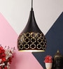 Modern Metal Black Hanging Light with Laser Cut Pattern Ceiling Fixture