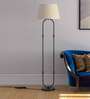 Daisy Off White Cotton Shade Club Floor Lamp With Metal Base