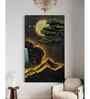 Modern Mountain Tree and Sun 3D Relief Mural Wall Art with LED