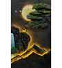 Modern Mountain Tree and Sun 3D Relief Mural Wall Art with LED