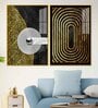 Modern Nordic Black And Golden Acrylic Framed Art Panel (Set Of 2)