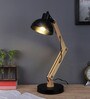 Modern Nordic Wood & Metal Study Lamp With Black Base