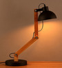 Modern Nordic Wood & Metal Study Lamp With Black Base
