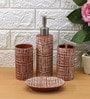 Modern Orange Ceramic Set of 4 Bath Accessories Set 