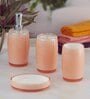 Modern Peach Acrylic Set of 4 Bath Accessories Set