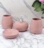 Modern Peach Ceramic Set of 4 Bath Accessories Set 