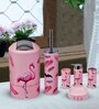 Modern Pink Acrylic Set of 6 Bath Accessories Set