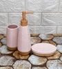 Modern Pink Ceramic Set of 3 Bath Accessories Set 