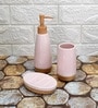 Modern Pink Ceramic Set of 3 Bath Accessories Set 