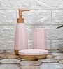Modern Pink Ceramic Set of 3 Bath Accessories Set 