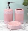 Modern Pink Ceramic Set of 3 Bath Accessories Set 