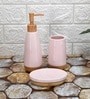 Modern Pink Ceramic Set of 3 Bath Accessories Set 